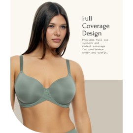 Felina Marvelous Side Smoothing T-Shirt Bra (Warm Nude, 38D) | Seamless, Comfortable Everyday Bra with Support & Lift