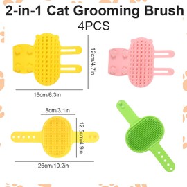 4Pcs Cat Self Groomer, Silicone Grooming Strap Pad for Cats, Adjustable Kitten Brushes for Indoor Kittens, Cat Massager Comb for Head Face Back, Cats Face Scratchers for Corner Sofa Chair Table Legs