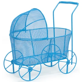 Adorable Baby Shower Centerpiece, Decorative Stroller Carriage Basket, Blue, 8-inch