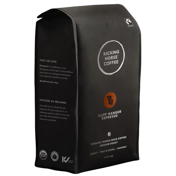 Kicking Horse Coffee, Cliff Hanger Espresso, Medium Roast, Whole Bean, 2.2 Pound - Certified Organic, Fairtrade, 35.2 Ounce