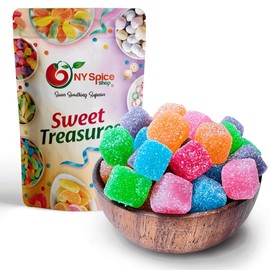 NY Spice Shop Sour Gummy Cubes Fruit Slices Candy - 1 Pound Citrus Flavor Chewy Jelly Fruit Slices - Old Fashioned Sliced Sour Gummy Cubes Fruits Gummies - Gummies Fruits Snacks for Gifting