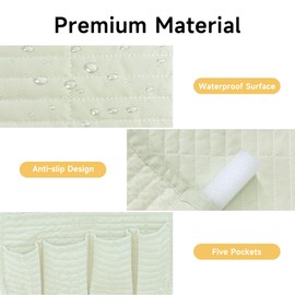 MEHIDFY Sofa Armrest Caddy, Waterproof Bedside Storage Organizer, Non Slip Armchair Pockets, Remote Control Holder for Couch, Handy Pouches with 6 Pockets for TV Remote, Phone, Magazine(White)