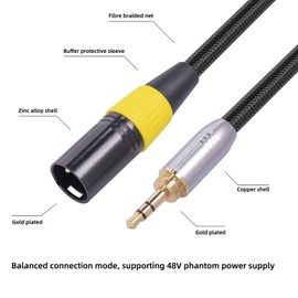 Sanpyl Cable Macho XLR de 3,5 Mm a 3 Pines, Cable Adaptador Macho XLR Profesional de 3,5 Mm Macho a 3 Pines con Cobre Chapado en Oro, para Micrófono Mezclador Inalámbrico