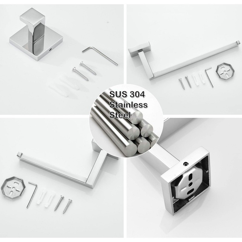 SHUNLI Chrome Bathroom Accessories Set - Hand Towel Rail Toilet