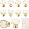 10 Pack Brass Four-Leaf Clover Knobs Handle, Gold Drawer Dresser