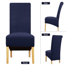 Lellen XL Size Stretch Chair Covers for Dining Room Large Dining Room Chair Slipcovers Dining Chair Covers Kitchen Reusable Parsons Side Chair Slipcover Soft Protector Set of 4,Navy