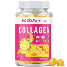 Collagen Gummies for Women | 200mg Hydrolyzed Collagen + 2500mcg Biotin, With Vitamin C, E & Zinc | Anti Aging, Hair Growth, Skin, Strong Nails | Non-GMO Gummy Vitamin Supplements | 60 Count