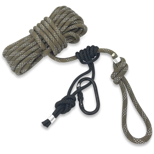 Proven Wild Safety Rope for Tree Stand - 30ft Premium Treestand Lifeline Rope Hunting - Safety Harness Lifeline Rope. Treestand Safety Harness Rope Camo with Prusik Knot Life line and Carabiner