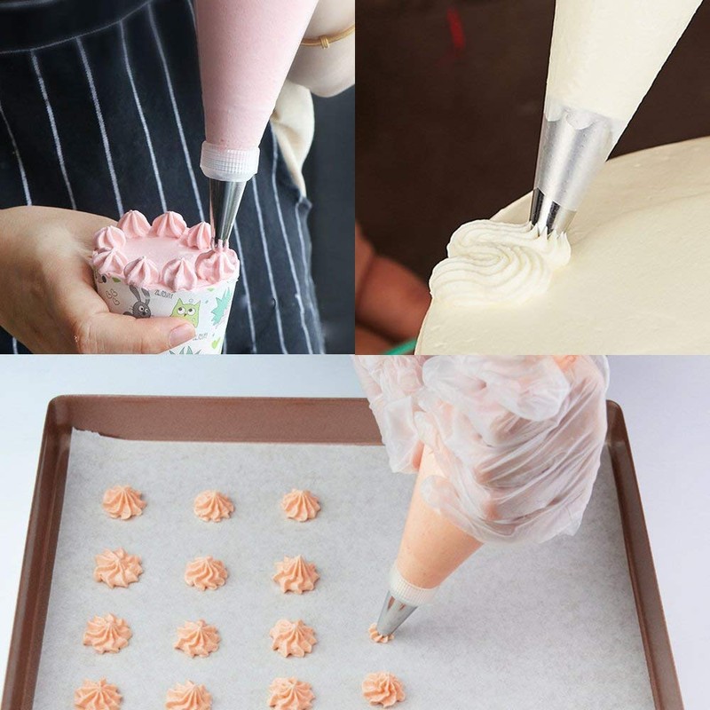 100 Disposable Large Bags and 4 Clips for Pastry Cupcake