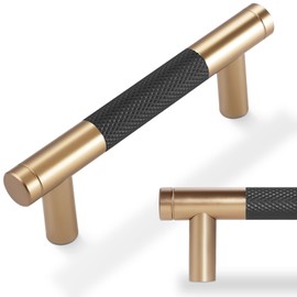 POVEFONK 10 Pack 3 inch(76mm) Black and Champagne Copper Kitchen Cabinet Handles Knurled Cabinet Pulls Black Drawer Pulls Kitchen Cabinet Hardware Kitchen Handles Drawer Pulls