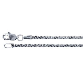 DragonWeave 1.6mm Sterling Silver Oxidized Reverse Rope Chain Necklace with Lobster Claw Clasp - 18 inches