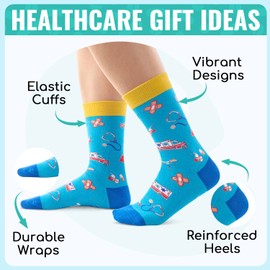 HAPPYPOP EMT Gifts for Men Women - Funny EMT Gifts for Him, Paramedic Gifts for Men Women, EMS Week Gifts Bulk, EMS Gifts, EMT Paramedic Socks 2 Pack