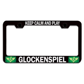 Custom Brother - Keep Calm and Play Glockenspiel Black Steel Auto SUV License Plate Frame License Tag Holder, R41