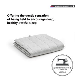 YnM Weighted Blanket â Heavy 100% Oeko-Tex Certified Cotton Material with Premium Glass Beads (Light Grey, 60''x80'' 15lbs), Suit for One Person(~140lb) Use on Queen/King Bed