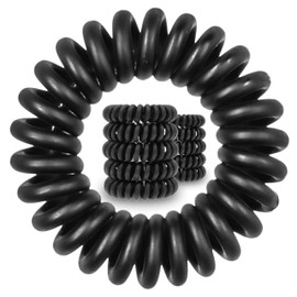 Specora - Spiral Hair Scrunchies Pack of 10 - 4 cm TPU Matte Black - Phone Cable Hair Bobbles Made of TPU - Elastic Hair Bobbles for Women & Girls - No Pulling, Less Hair Breakage & Tangling