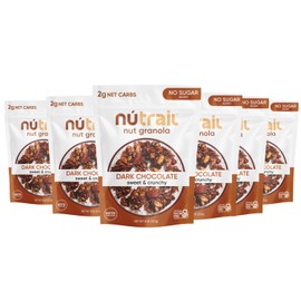 NuTrail Nut Granola, Dark Chocolate, No Sugar Added, Gluten Free, Grain Free, Keto, Low Carb, Healthy Breakfast Cereal 8 oz. 6 Count