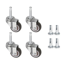 PATIKIL 1.5 Inch Swivel Caster Set of 4 Stem Casters 5/16" (8mm) Dia Stem Threaded TPE Wheels 146Lbs Total Load Capacity with Sockets for Furniture Trolley Cart