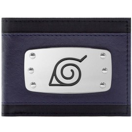 Shinobi Ninja Village Hidden in The Leaves Headband Metal Badge Emblem Purse/Purse Dual ID & Card Holder, Blue, Blue, Bi-Fold