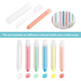 Chalk Pens for Blackboard, Washable, Dustless Chalk, Dust-free Chalk, Wall Chalk, Washable Chalk, Dust-free Chalk with Adjustable Chalk Holder, Rotating Coloured Chalk, 6 Pieces