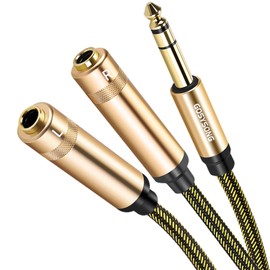 GOSYSONG 1/4 inch splitter, 1/4 Stereo to Dual 1/4 Female Mono Audio Adapter- 1.5ft