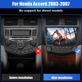 Car Radio Stereo for Honda Accord 2003 2004 2005 2006 2007,Built-in Carplay/Android Auto 10 inch Head Unit 2G RAM 32G ROM with WiFi GPS Navigation DSP Bluetoot