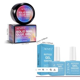 Solid Nail Glue for Fake Nails, Long-Lasting Non-Toxic Nail Adhesive, Press-On Nails Gel for Nail Art, Manicure & Nail Polish Accessories, Gift Set