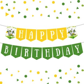 19Pcs Lawnmower Birthday Party Decoration - Mower Happy Birthday Banner Yellow Green Tractor for Boys Farm Temed Tractor Time Party Supplies