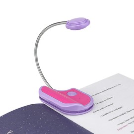 HONGUT Amber Reading Light Rechargeable, Book Light Kids for Reading in Bed, Clip On Reading Book Light, 2 Lighting Modes, Blue Light Blocking for Eye-Care, Small Bookmark Light for Bookworm-Violet