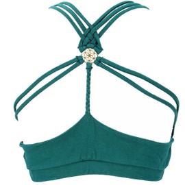 GURU SHOP Goa Psytrance Bikini Top Pixi Yoga Top Women Cotton, petrol