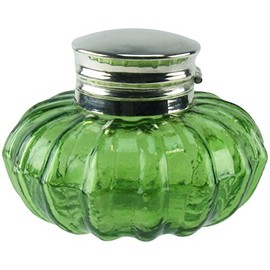 Treasure Gurus Antique Reproduction Silver Flip Top Light Green Thick Glass Inkwell