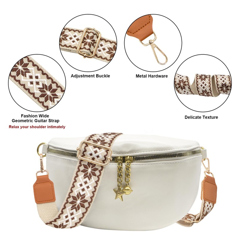 Wide Purse Strap Women Adjustable Replacement Bag Straps Embroidery Guitar