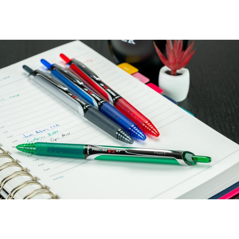 PILOT Precise V5 RT Pens, 0.5 mm, Black/Blue/Red/Green, Pack of