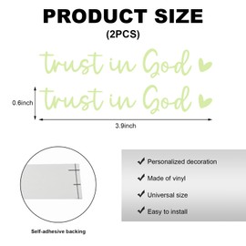 DXNQ 2 PCS Trust in God Rearview Mirror Decals, Automotive Vinyl Rear View Mirror Decorative Stickers, Waterproof Trust in God Stickers for Car Truck Laptop, Car Accessories (Luminous)