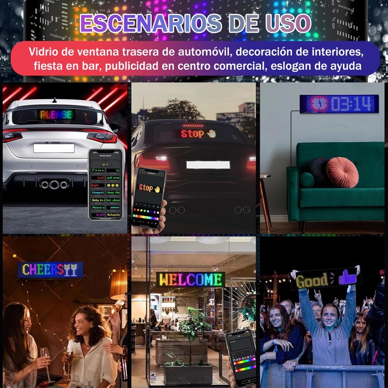 Ojos Led Para Carro,Pantalla Led Flexible Para Auto,Visualización LED Programable,Texto