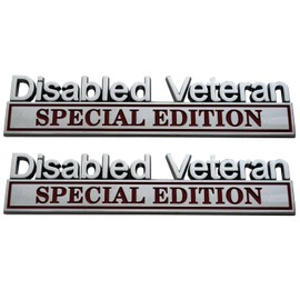 2pcs Disabled Veteran Special Edition Emblem Car Decal, Warrior Soldier 3D Sticker, Disabled Veteran Special Edition Letters Car Badges, Accessories (Chrome Red)