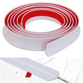 Soengsau Peel and Stick Splash Guard for Countertop, Shower Water Dam Barrier, Waterproof Caulk Seal Strip for Kitchen and Bathroom Sink Cooktop Edge (White, 98" L x 0.59" H)