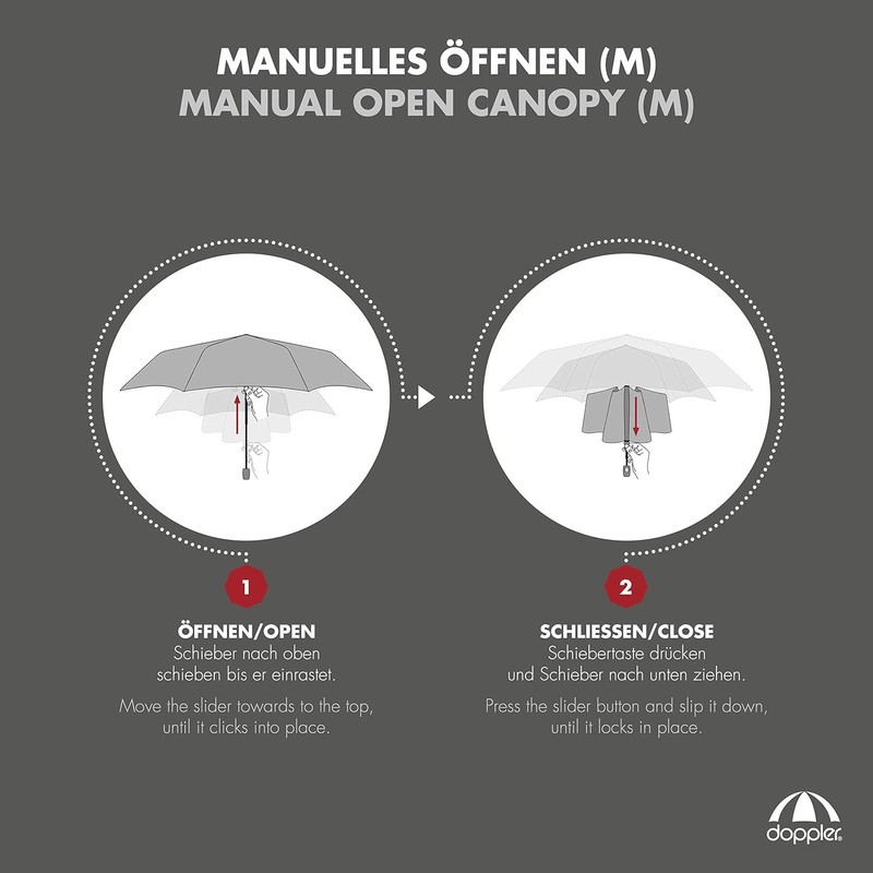 Doppler Carbon Steel Slim Plain Pocket Umbrella - Handy Format