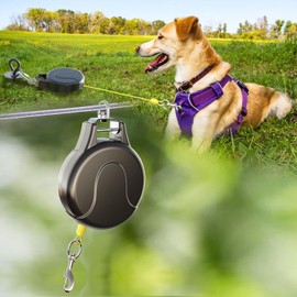 30ft Retractable Dog Tie Out Cable-Hangable&Ground-Draggable Design,Tangle-Free 360° Swivel,Heavy Duty Chew-Proof Rope for Large Medium Dogs,Outdoor Walking Running Hiking Camping (DT-001Y)