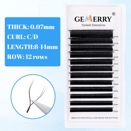 GEMERRY Y-Shaped Volume Eyelashes, Pre-Fanned 2D, 4D Eyelashes, Y Lashes, 0.07 mm, D Curl, Single Size, 12 mm Russian Eyelash Fans for Eyelash Extension, Lash Extensions by GEMERRY (YY lash-0.07D-12