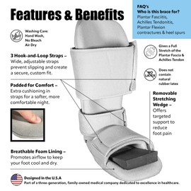 Brace On 90 Degree Night Splint, Foot Brace for Plantar Fasciitis for Men & Women, Night Splint for Plantar Fasciitis Men, Size Large, Shoe Size 10.5-12.5