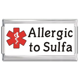 NewCharms Allergic To Sulfa Medical Alert Italian Charm on White Superlink Bracelet Jewelry Link