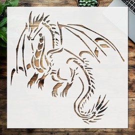 Stencil Fairy Dragon with Wings, Plastic Reusable, Reusable Plastic, 8 inchL x 8 inchW, for DIY Crafts and Home Decor