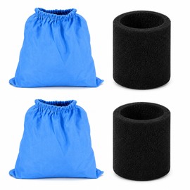 2 Pcs Wet Dry Vacuum Filter Set for Replacement – Textile Filter Bag & Foam Filter for MV1 WD1 WD2 WD3 NT Cleaning