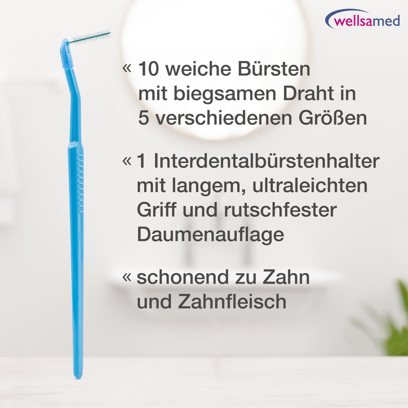 wellsamed wellsabrush Interdental Brush Starter Kit Set: Holder + 10