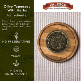 VALESCO Olive Tapenade with Fresh Herbs - Artisan Gourmet Dip and Spread for Charcuterie Boards, Bruschetta, and Sandwiches (6.7 fl oz)