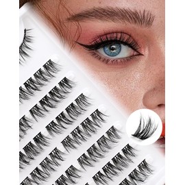 Eyelash Extensions Cluster Lashes Mixed 10-13 mm Individual Eyelashes Natural D Curl Individual Eyelashes Premade Left and Right Eyelash Clusters Siligli DIY Eyelash Lash Extensions Thin Band 8 Pairs