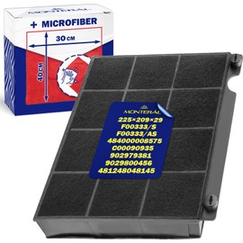 Activated Carbon Filter Type 15 for Cooker Hood 225 x 209 x 29 mm F00333/S for Elica 484000008575 for Whirlpool C00090935 for Ariston 9029800456 for Electrolux - Kit Includes a Microfibre Cloth -