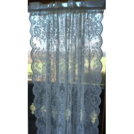 Lucia Curtain Lace Curtain Roses 120 x 240 cm Pack of 2 Curtain Neck Shabby Vintage Ro