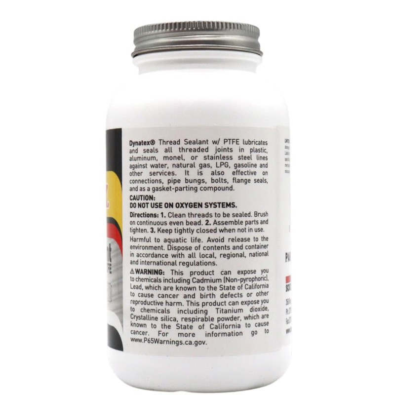 Dynatex 49495 All Purpose Thread Sealant with PTFE, -65 to