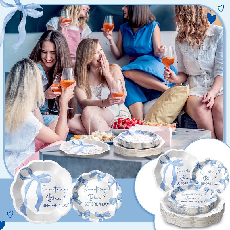 Roshtia 100 Pcs Something Blue Before I Do Paper Plates